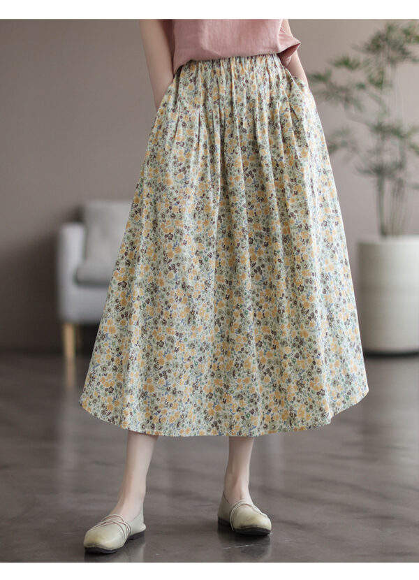 Artistic Floral Washed Cotton Sweet Neighbor's Beautiful Printed Skirt - Image 5