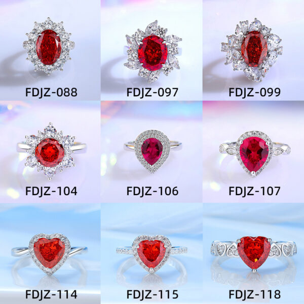 Ruby Pigeon Blood Red Ring Vintage T Square Diamond S925 Silver - Image 4