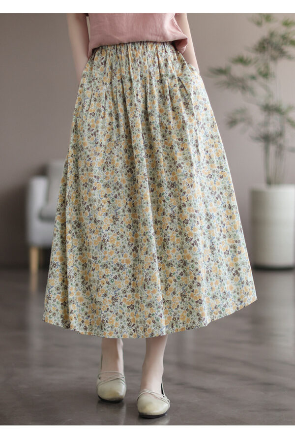 Artistic Floral Washed Cotton Sweet Neighbor's Beautiful Printed Skirt - Image 10