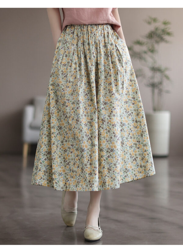 Artistic Floral Washed Cotton Sweet Neighbor's Beautiful Printed Skirt - Image 7