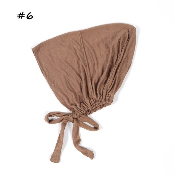 Modal Elastic Elastic Lace Bottom Cap Tied Rope Hijab Solid Color Scarf - Image 5