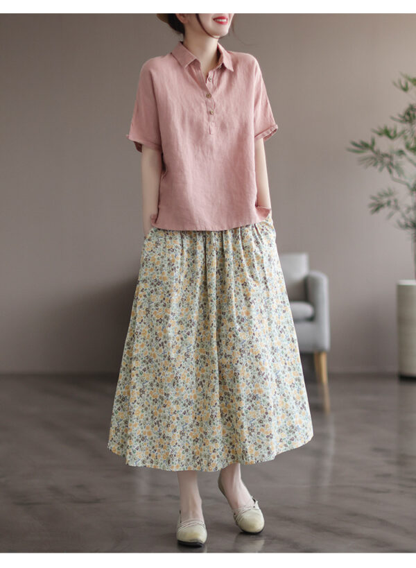 Artistic Floral Washed Cotton Sweet Neighbor's Beautiful Printed Skirt - Image 6