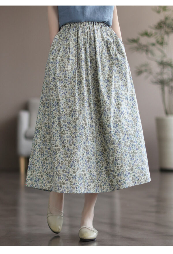 Artistic Floral Washed Cotton Sweet Neighbor's Beautiful Printed Skirt - Image 2