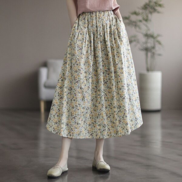 Artistic Floral Washed Cotton Sweet Neighbor's Beautiful Printed Skirt